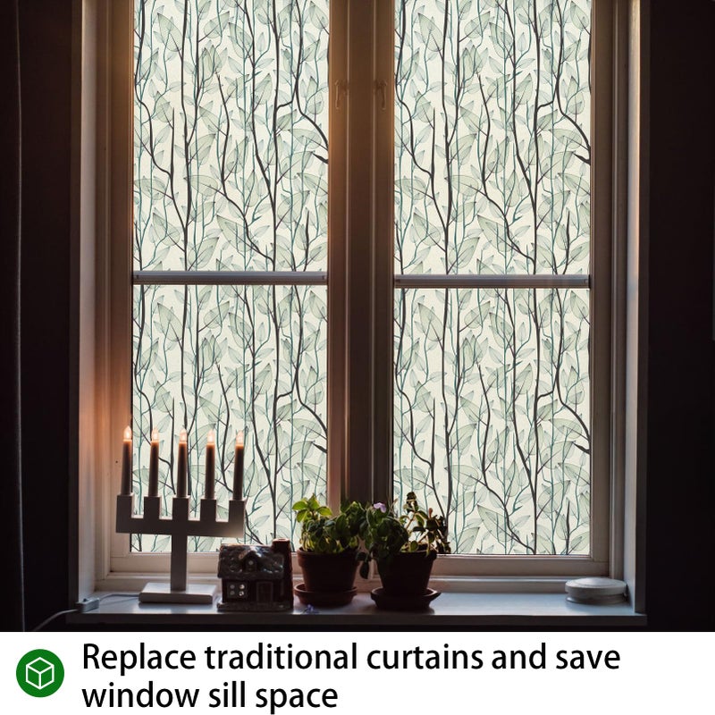 DKTIE Window Film Privacy with Installation Tools, Decorative Stained Glass Window Clings for Home, Static Cling Window Sticker for Front Door, Bathroom, Glass Door (Dark Green, 17.7'' x 78.7'') - Image 5